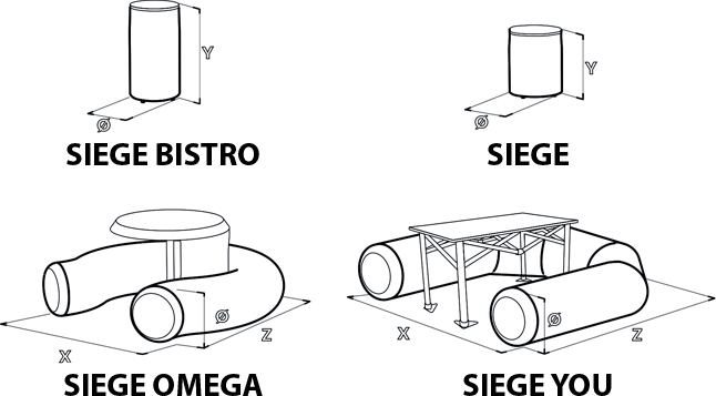 mobilier gonflable - sièges - croquis